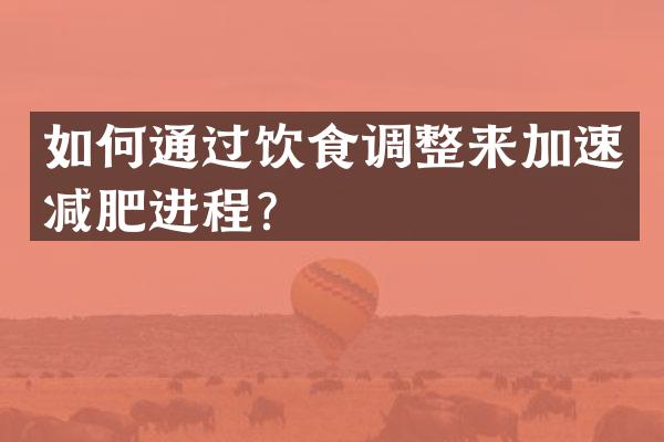 如何通过饮食调整来加速减肥进程？