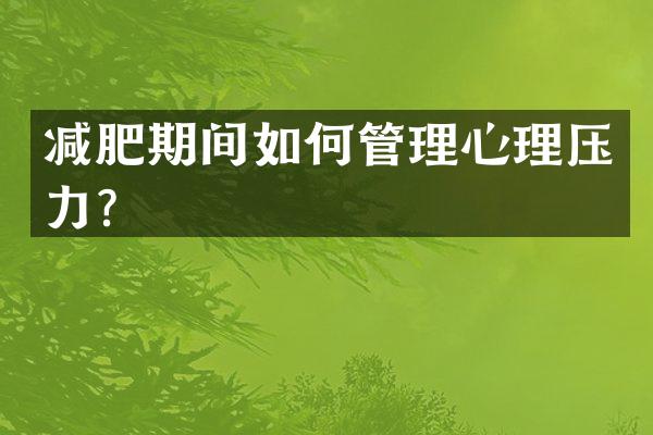 减肥期间如何管理心理压力？