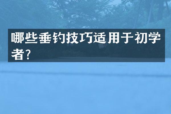 哪些垂钓技巧适用于初学者？
