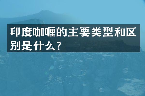 印度咖喱的主要类型和区别是什么？