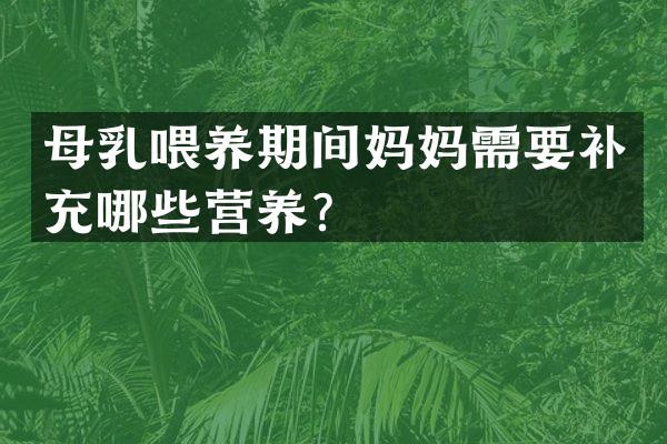 母乳喂养期间妈妈需要补充哪些营养？