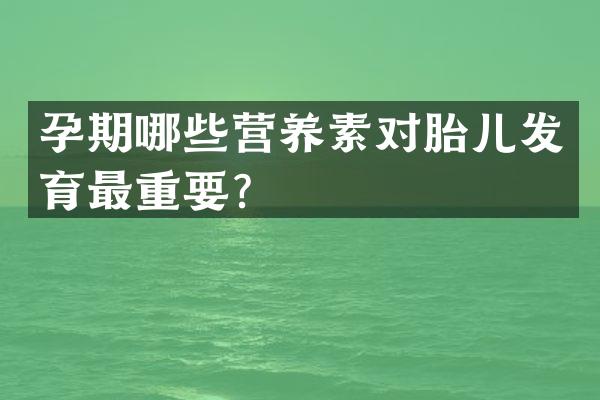 孕期哪些营养素对胎儿发育最重要？