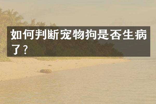 如何判断宠物狗是否生病了？