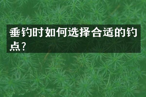 垂钓时如何选择合适的钓点？