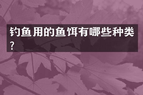 钓鱼用的鱼饵有哪些种类？