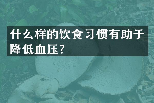 什么样的饮食习惯有助于降低血压？