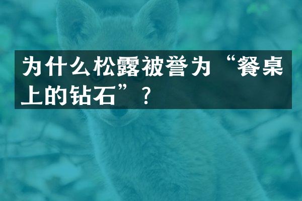 为什么松露被誉为“餐桌上的钻石”？