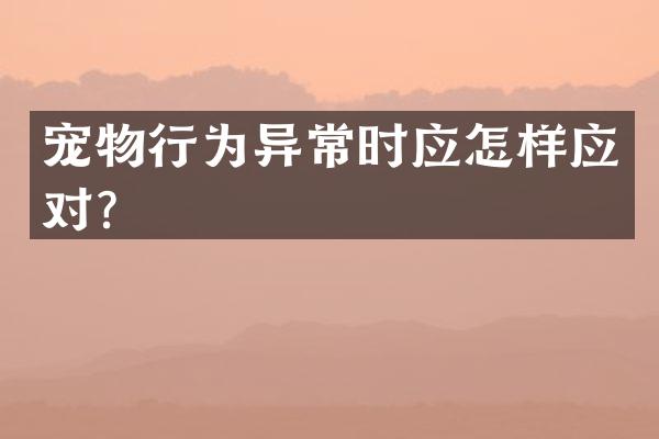 宠物行为异常时应怎样应对？