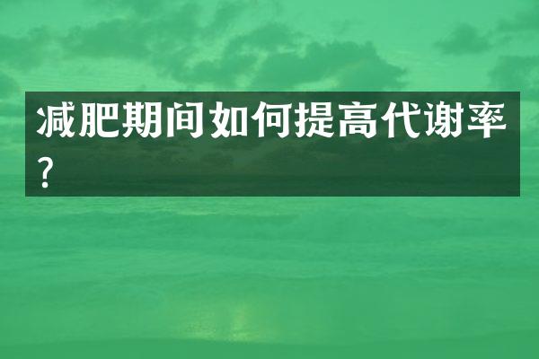 减肥期间如何提高代谢率？