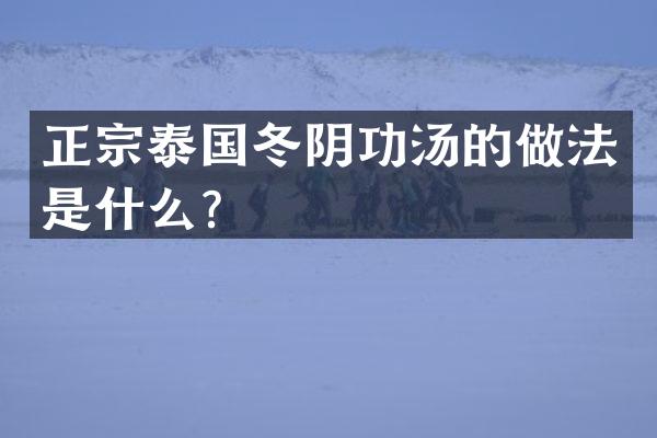 正宗泰国冬阴功汤的做法是什么？