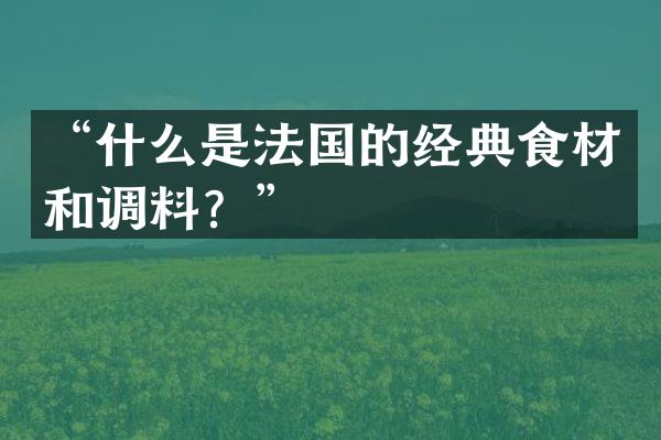 “什么是法国的经典食材和调料？”