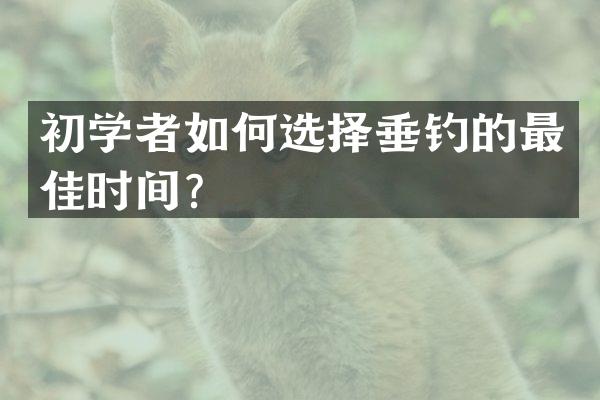 初学者如何选择垂钓的最佳时间？