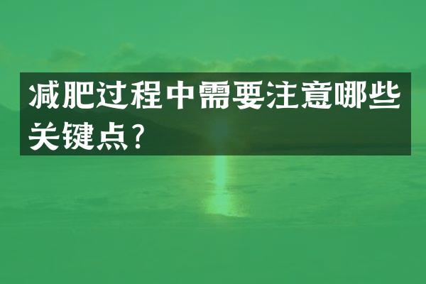 减肥过程中需要注意哪些关键点？