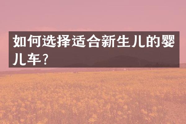 如何选择适合新生儿的婴儿车？