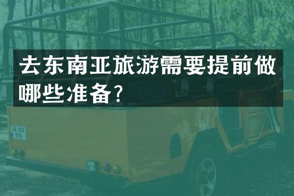 去东南亚旅游需要提前做哪些准备？