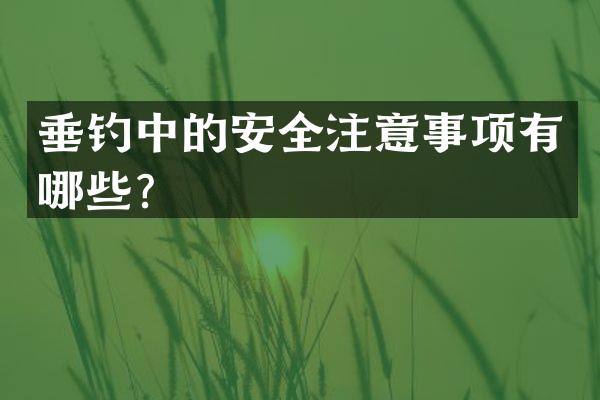 垂钓中的安全注意事项有哪些？
