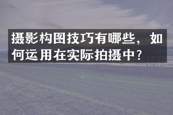 摄影构图技巧有哪些，如何运用在实际拍摄中？