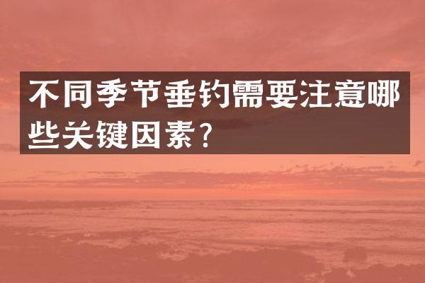 不同季节垂钓需要注意哪些关键因素？