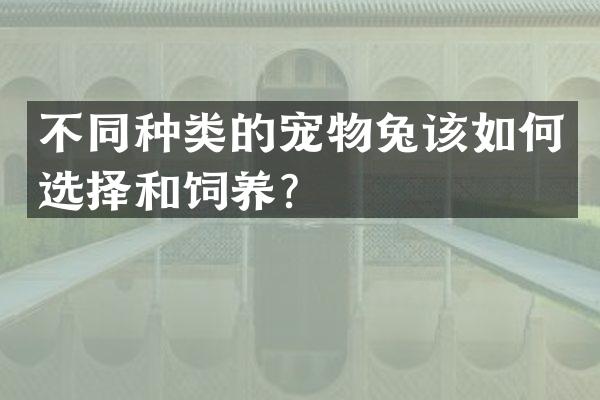 不同种类的宠物兔该如何选择和饲养？