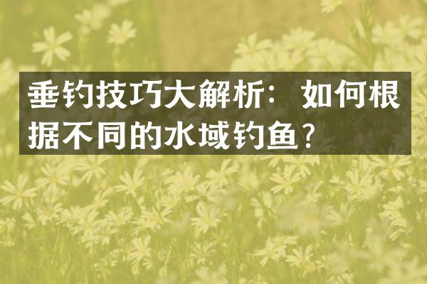 垂钓技巧大解析：如何根据不同的水域钓鱼？