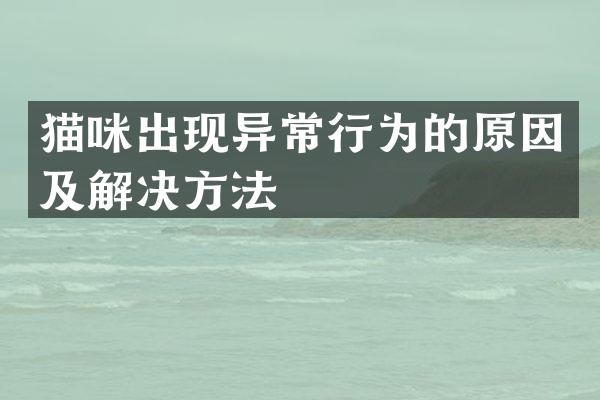 猫咪出现异常行为的原因及解决方法