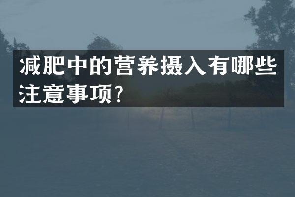 减肥中的营养摄入有哪些注意事项？