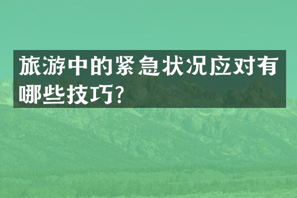 旅游中的紧急状况应对有哪些技巧？