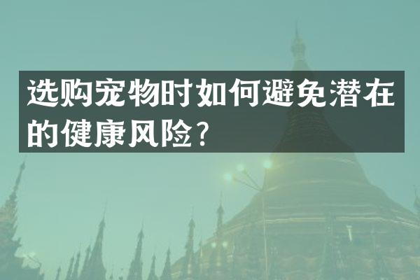 选购宠物时如何避免潜在的健康风险？