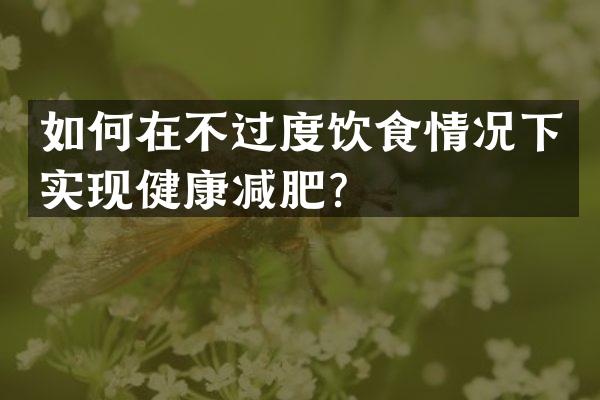 如何在不过度饮食情况下实现健康减肥？