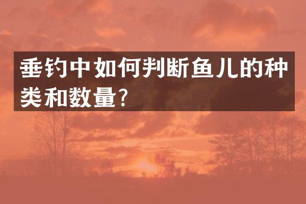 垂钓中如何判断鱼儿的种类和数量？