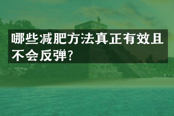 哪些减肥方法真正有效且不会反弹？